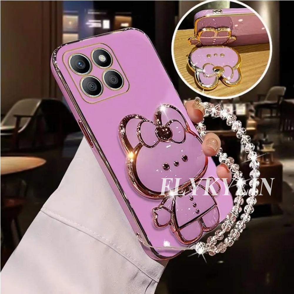 Für Infinix Hot 50 ProPlus 50i 40 30i Note 40 30 Smart 10 9 8 7 Kaninchen Spiegelhalter mit Kristallkette Galvanisierte Weichschale