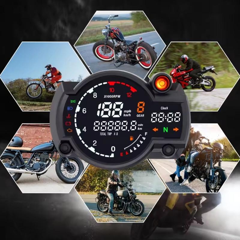 28GC Motorbike Speedometer Instrument Cluster LCD Digital Display Speed Measurement Unit Odometer Rotation Meter 12V Suitable China Mainland