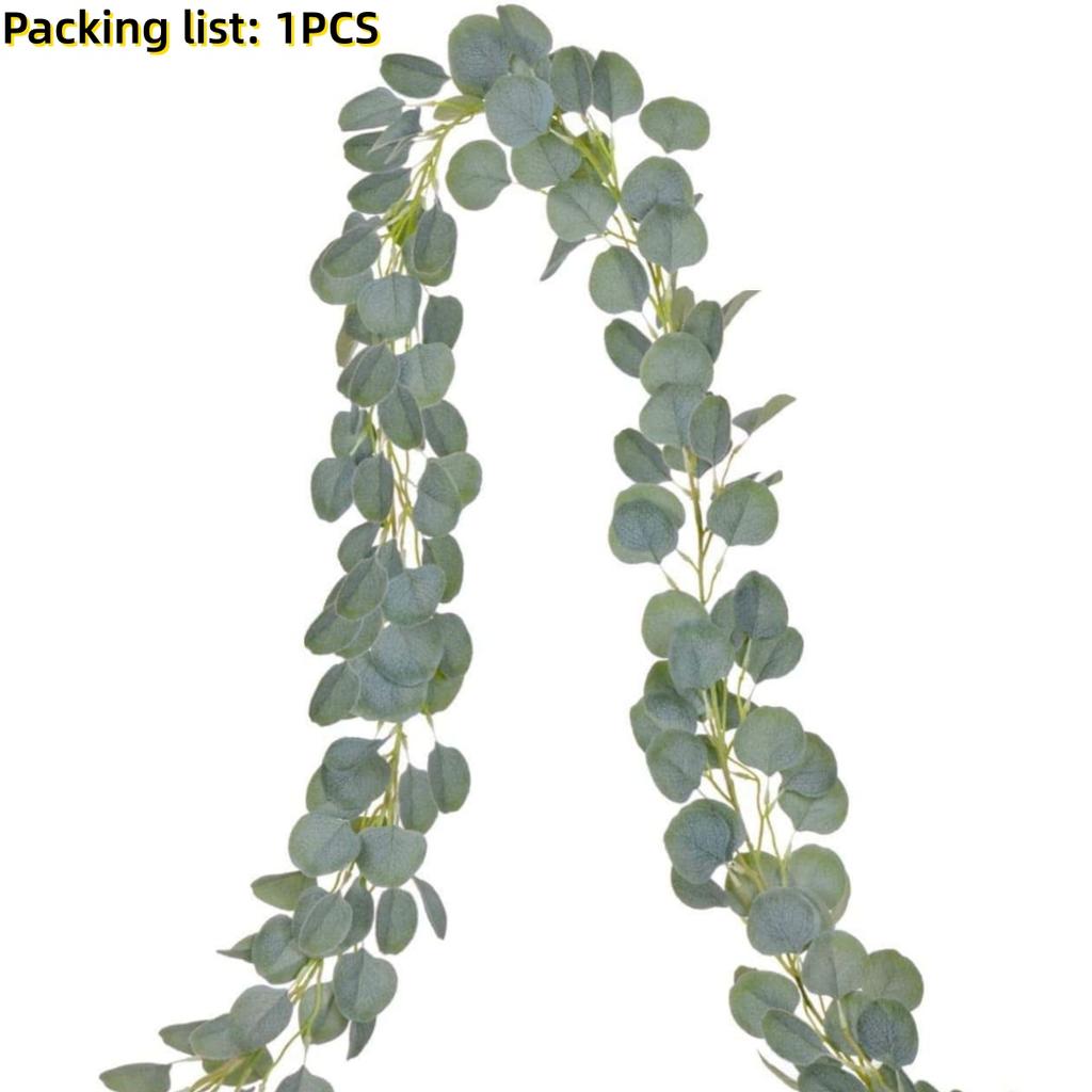 180cm Artificial Garland Eucalyptus Ivy Money Tree Lush Faux Greenery for Patio Front Door Wedding Thanksgiving All Season Decor