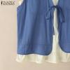 ZANZEA Women Casual Summer Sleeveless Two Piece Vest Tops
