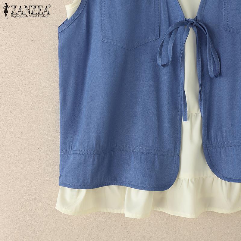ZANZEA Women Casual Summer Sleeveless Two Piece Vest Tops