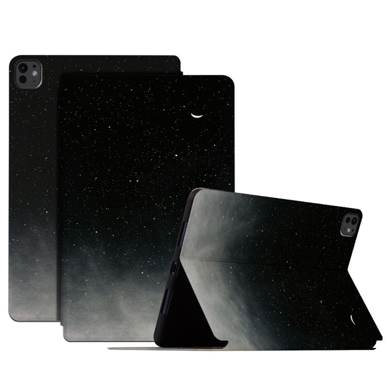 

Для iPad Про 11 (2024) Чехол-книжка для планшета с рисунком и принтом из искусственной кожи Starry Crescent Moon