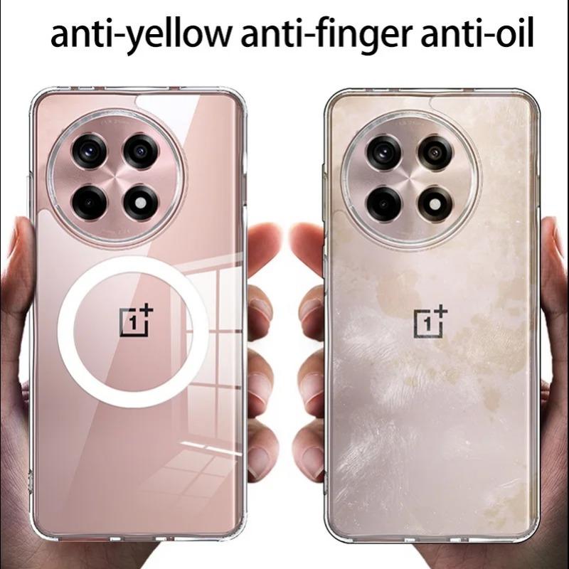 Odporne na wstrząsy akrylowe etui Magsafe do OnePlus Ace 5 Pro 3V 3 Pro matowe przezroczyste etui do ładowania bezprzewodowego do OnePlus 13R 12R Shell bez żółknięcia