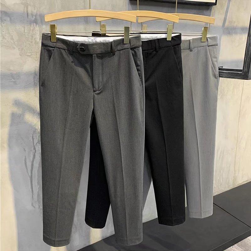 Summer new drape non-ironing small trousers men's slim-fitting retro trousers light business simple casual trousers