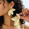 Metal Flower Stud Earrings Women's High Sense Irregular Temperament Petal Earrings