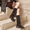 Women's Versatile Retro High-Top Western Cowboy Boots: Slimming, Long, Stylish Winter Equestrian Boots.