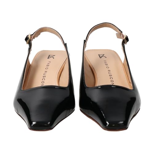 Fabio Rusconi Women's Slim Square Toe Back Band Pumps F41304 Black Combination Size 24.5cm