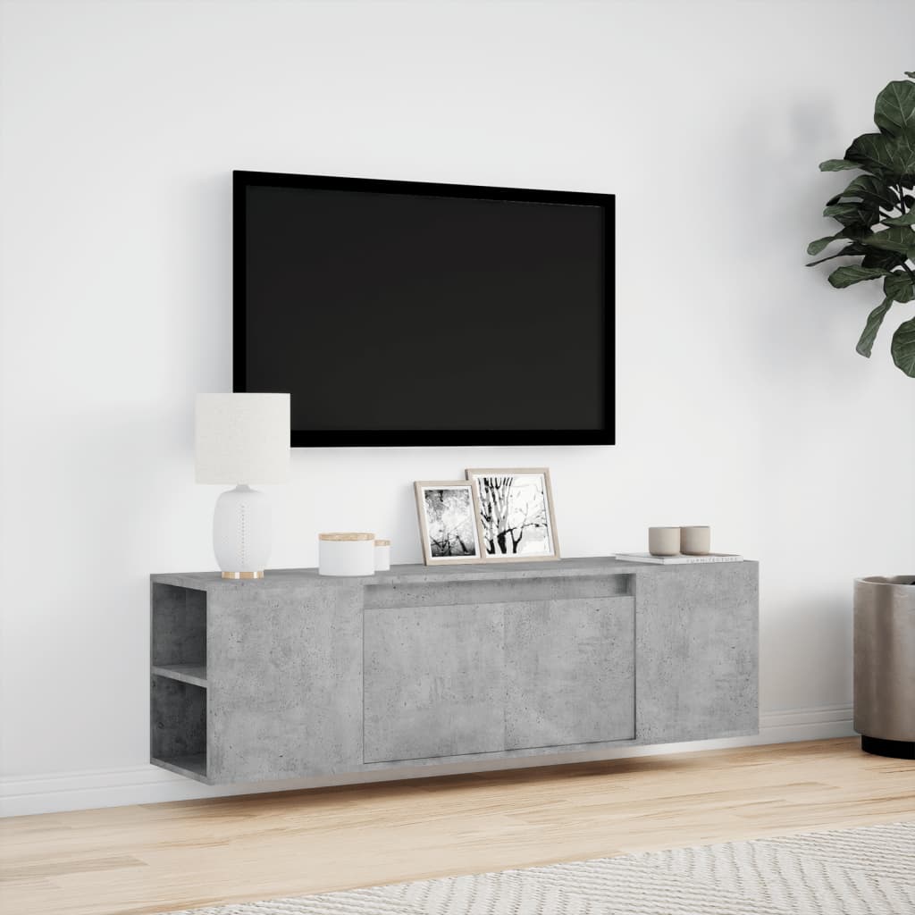 TV Wall Cabinet with LED Lighting Concrete Grey 135 x 31 x 39.5 cm