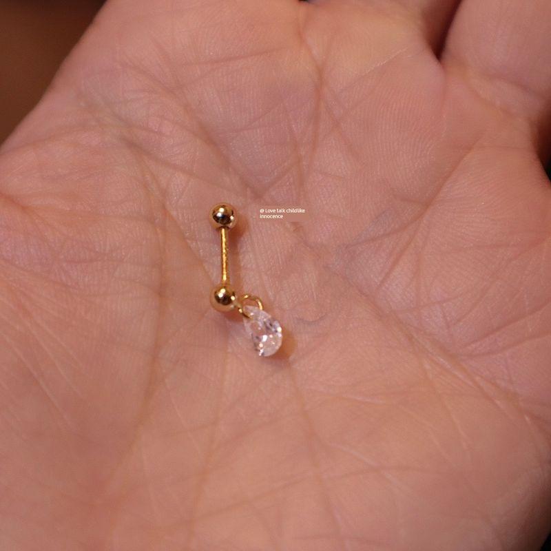 

Removal-Free before Sleep Single Thread Ear Stud Earring Female S925 Sterling Silver Water Drop Zircon Screw Ear Bone Stud Silver Jewelry Gold 1