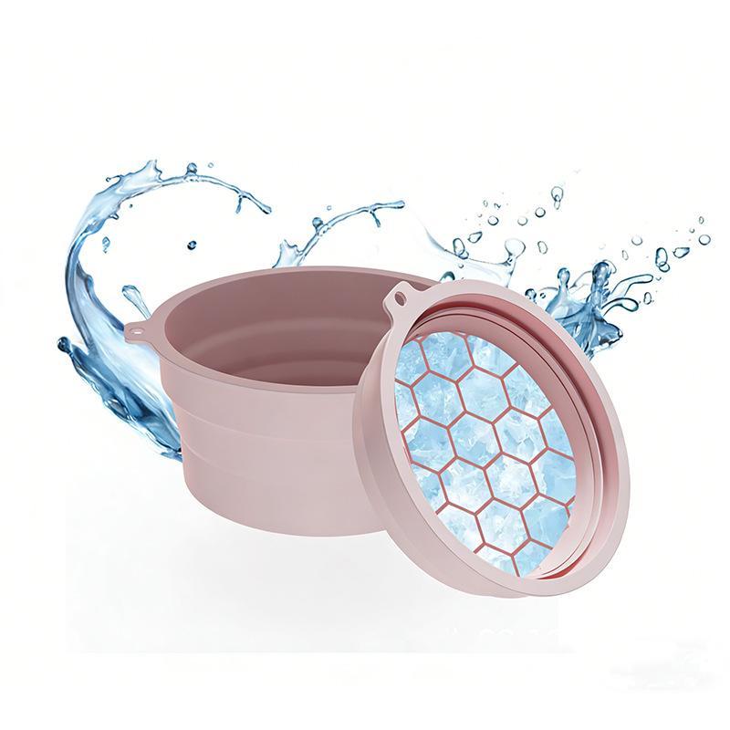 Tigela de Gelo Facial Dobrável de Silicone Com Bandeja de Gelo Embutida Lavatório para Mergulho Facial Para Reduzir Poros Portátil Cuidados com a Pele em Casa