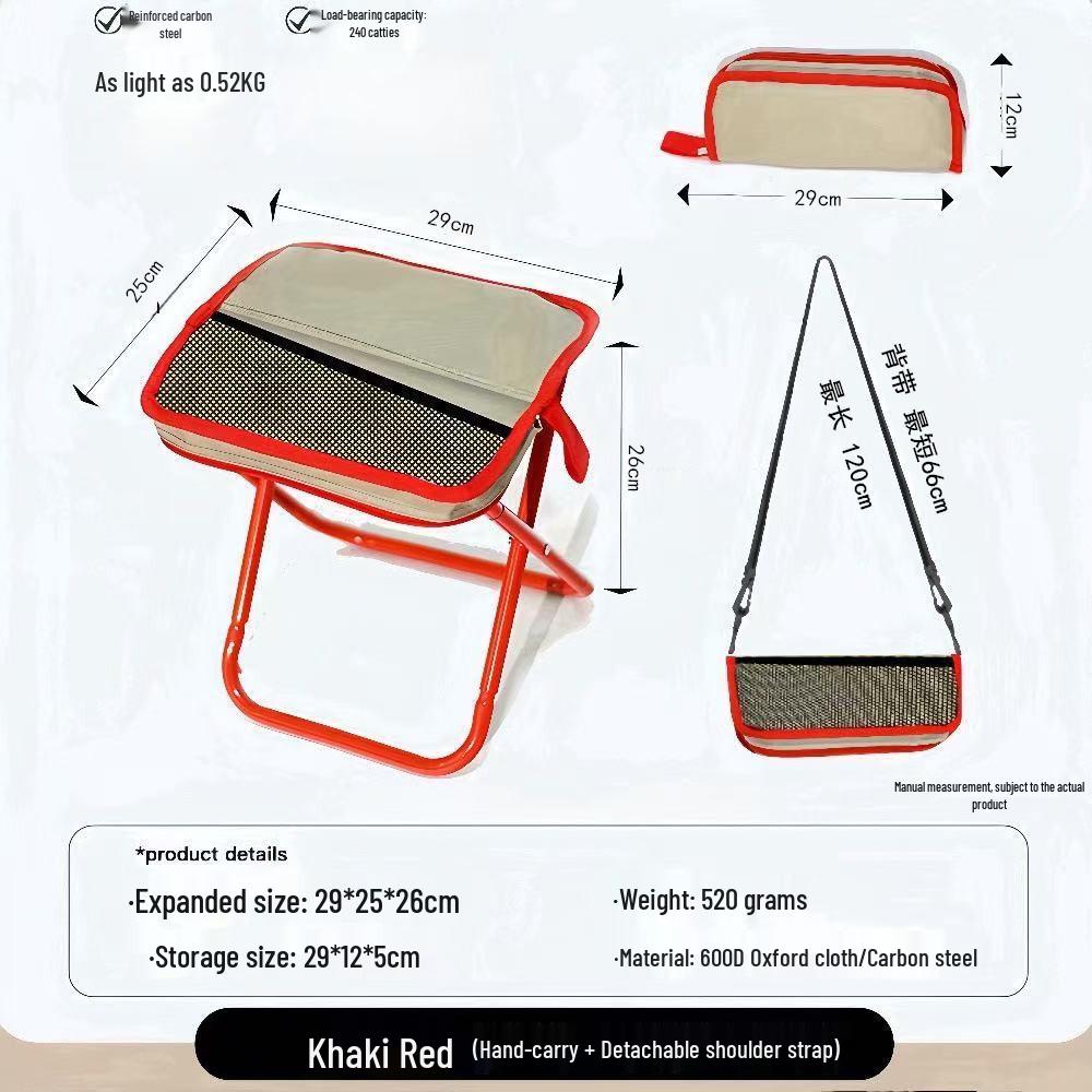 Portable Folding Camping Stool with Handle and Zipper Bag - Compact, Small, and Fully Foldable for Fishing and Queueing