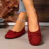 Fashion Round Toe Retro Woman Shoes Red Suede Casual Flat Shoes Fashion Shallow Slip on Ladies Elegant Ballerinas Shoes Soft Sole Flats