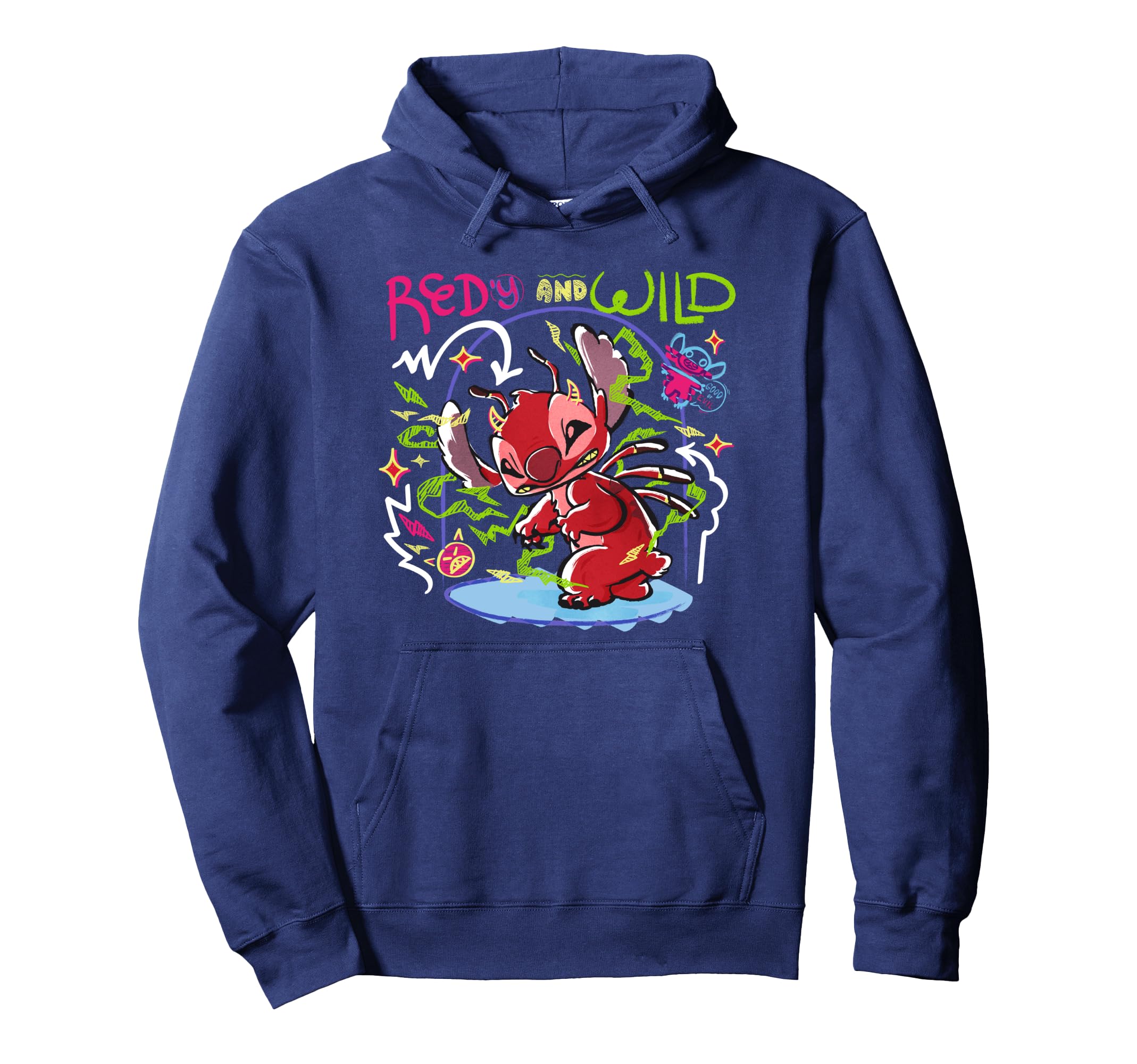 

Disney Lilo & Stitch Red and Wild Colorful Sketch Neon Logo Hoodie