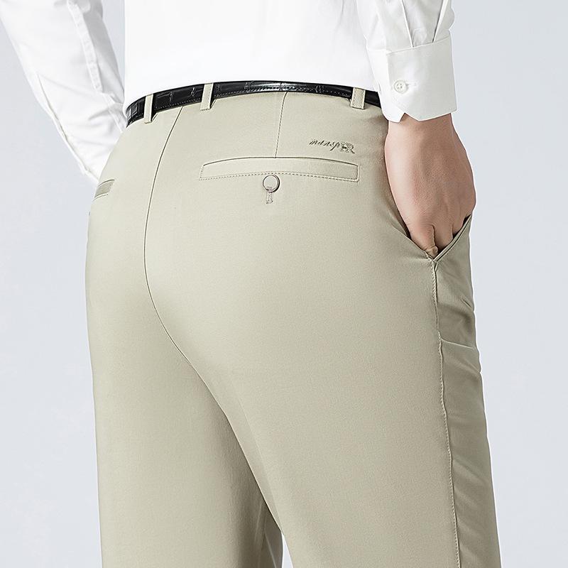 2026 Spring/Summer Men's Tencel Cotton Casual Pants – Mid-rise, Solid Color, Straight Leg, Versatile & Fashionable