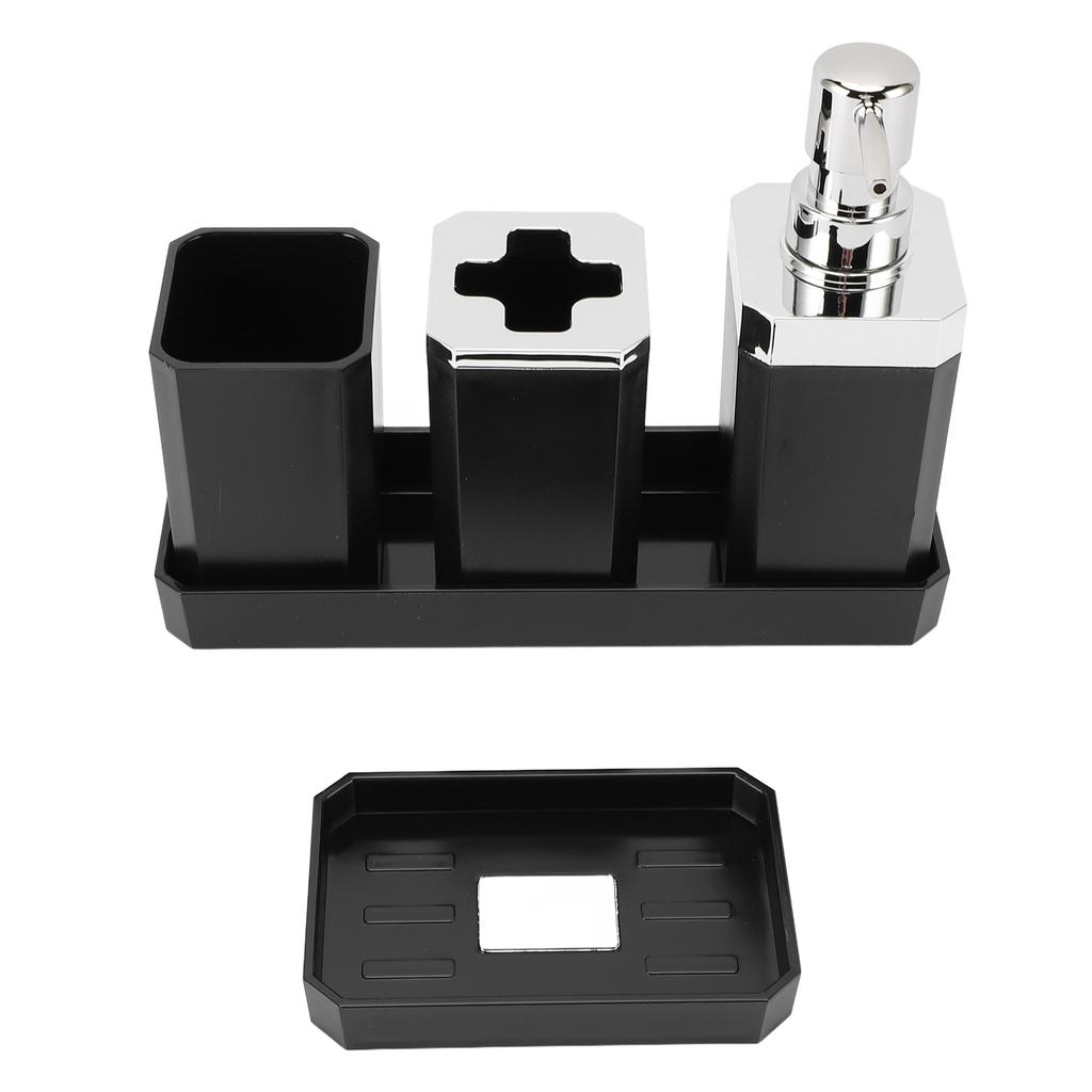 Bathroom Accessories Set Bath Ensemble Set with Toothbrush Holder Cup Lotion Bottles Soap Dish Tray
