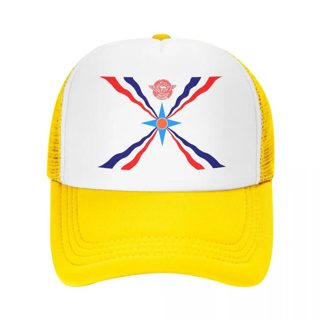 Custom Punk Unisex Assyrian Flag Trucker Hat Adult Aramean Proud Adjustable Baseball Cap for Unisex Women Hip Hop Trucker Cap