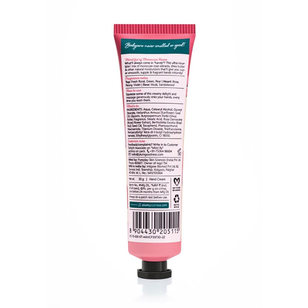 Plum BodyLovin' Feelin' So Rose Hand Cream 30G Pack of 1 | Ultra Moisturizing Non-Greasy Lightweight Travel Friendly