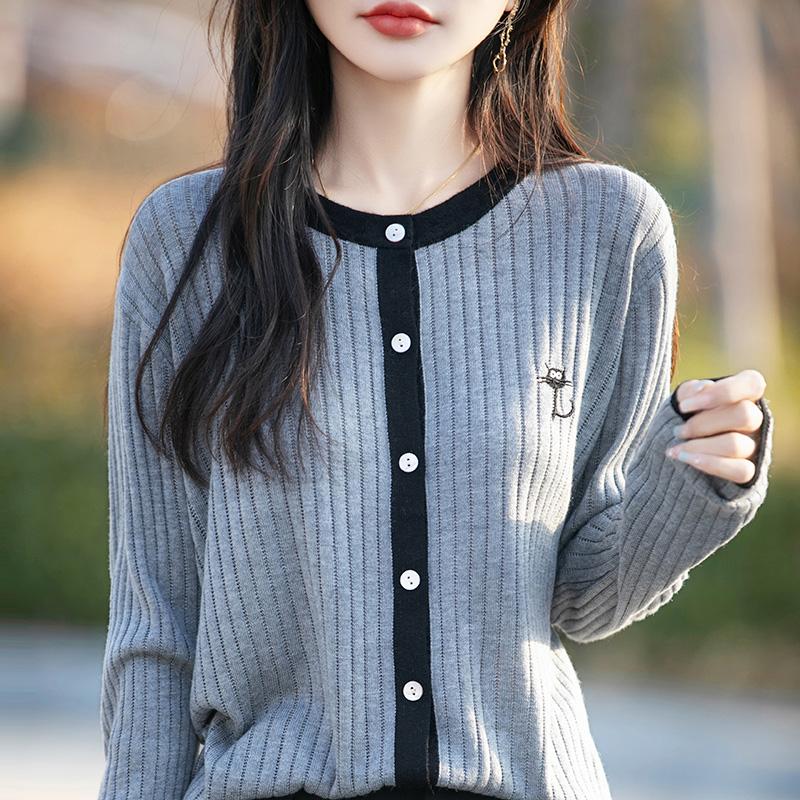 Women's Lightweight 50% Wool 50% Mulberry Silk Cardigan - 4-Season Versatile Knitwear for All-Year Comfort & Style