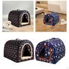 Cat Cave Bed 2 Ways Use Hut Nonslip Bottom Reusable Dog House Pet Tent for Puppy Indoor Outdoor Lawn