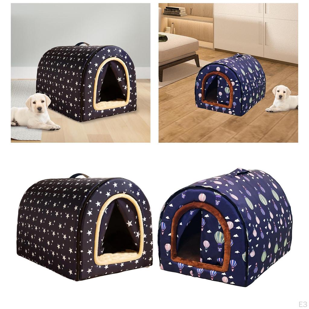 Cat Cave Bed 2 Ways Use Hut Nonslip Bottom Reusable Dog House Pet Tent for Puppy Indoor Outdoor Lawn