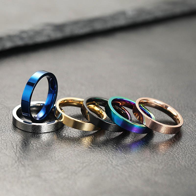 Ring Women's Non-fading Niche Design 4mm Bright Surface, Plain Ring Stainless Steel Jewelry Couple Ring