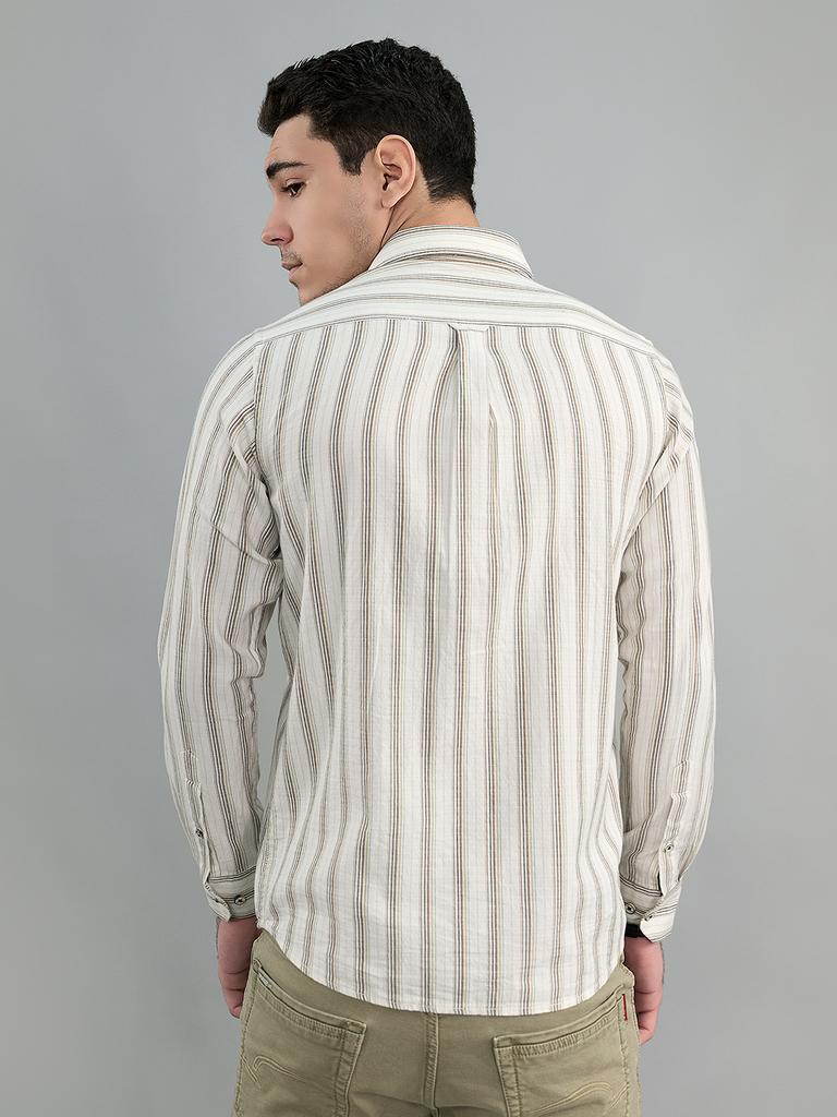 MONTE CARLO Mens Regular Fit Stripes Full Sleeve Shirt