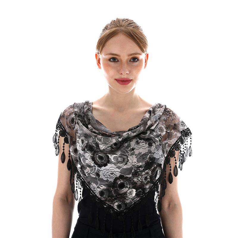 Embroidered Scarf for Church Shawl with Spanish Fringes Christian Veil Spanish Mantilla Lace Shawl Floral Women Handkerchief