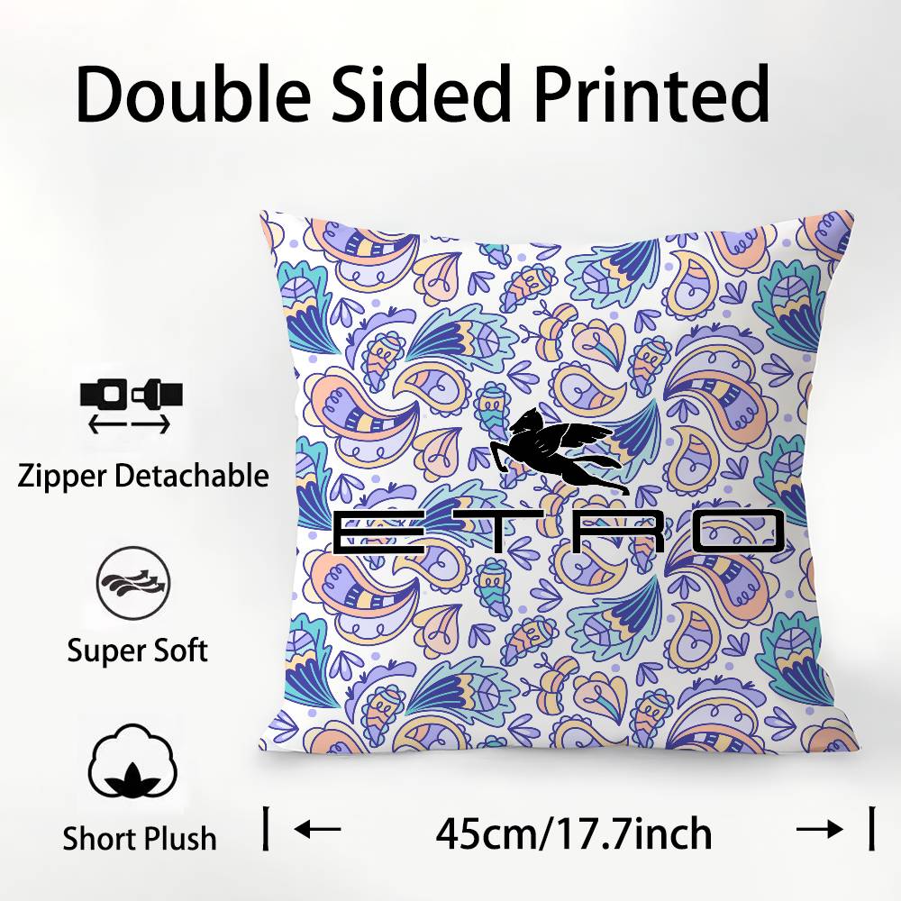 Fashion Design E-Etros Pillow Case Square Double‑Sided Print Cushion Case For Sofa Home Bedchamber Decor Gift