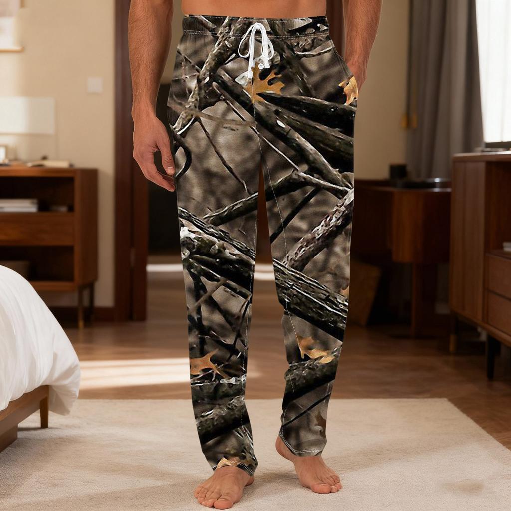 Pantaloni casual da uomo con coulisse, tasche e polsini, pantaloni da casa per dormire