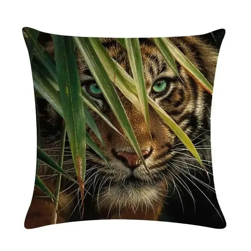 

Наволочка с животным принтом Тигр Орел Волк Медведь Наволочка Домашнее украшение Спальня Детская комната Гостиная Диван Подушка Чехол 30x30cm чёрный