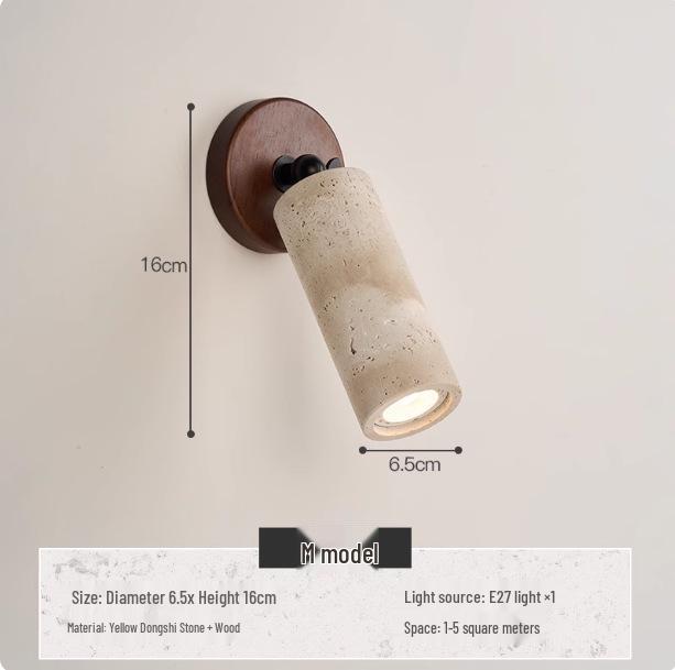 Wabi-Sabi Gelbe Travertin Nachttischlampe: Retro-Stil für Schlafzimmer & Wohnzimmer
