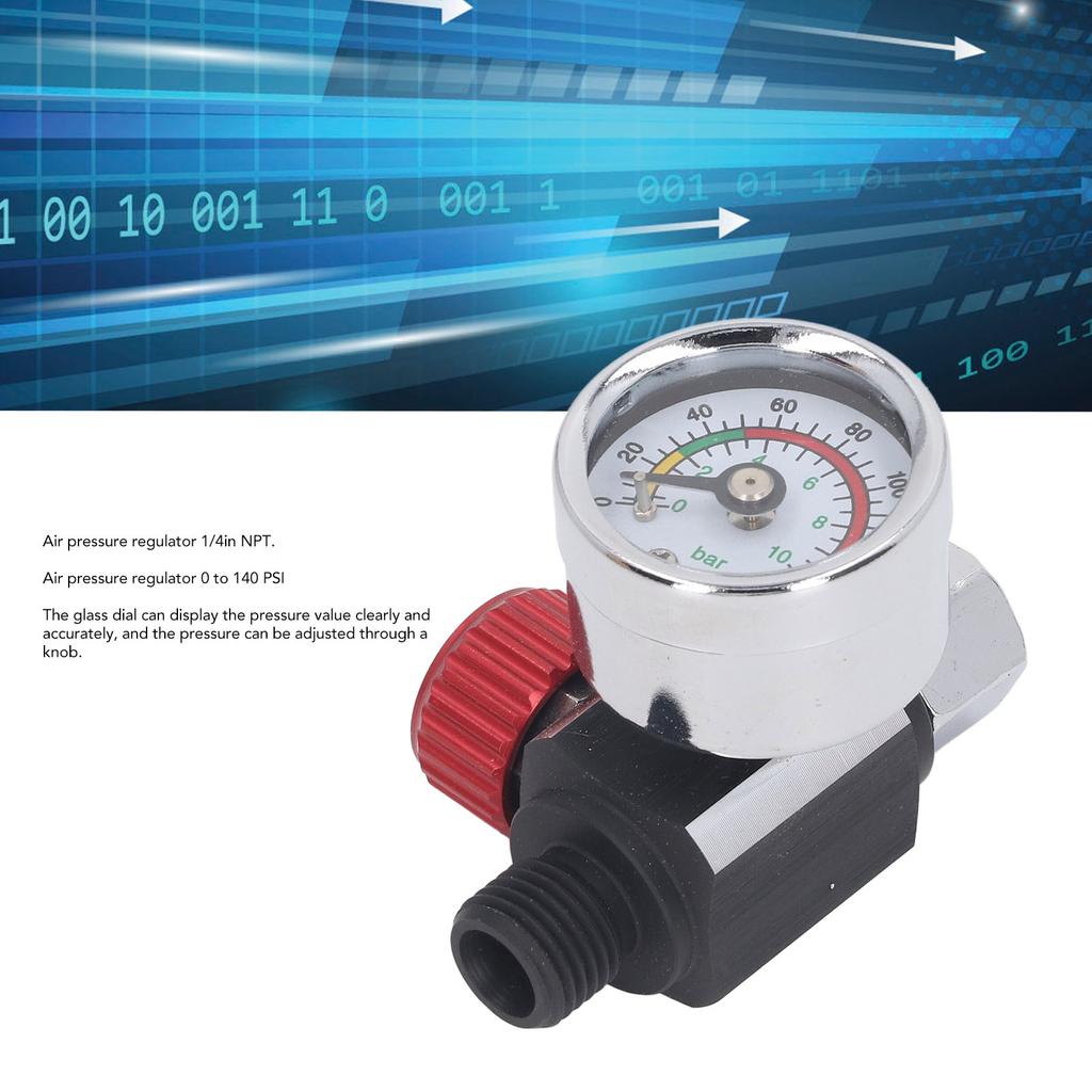 Spray Gun Air Pressure Regulator Aluminum Alloy High Accuracy Adjustment Air Adjusting Regulator Valve 1/4in NPT