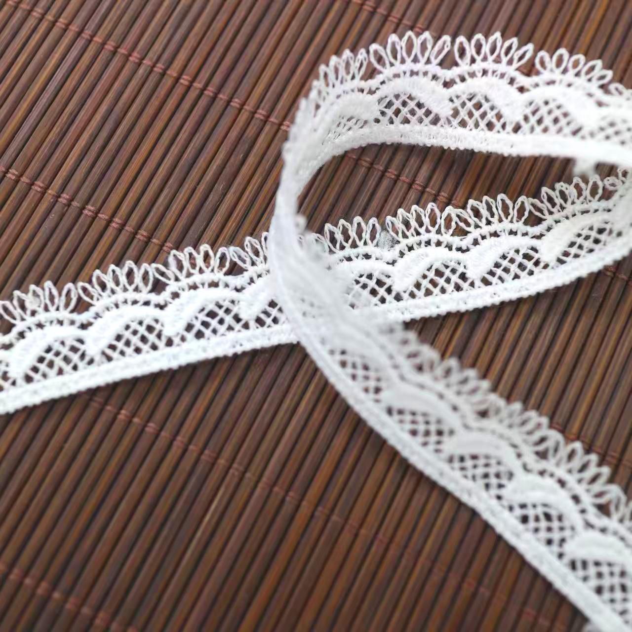 

1,4 см Кружево из водорастворимой полиэфирной тонкой нити, Кружево с вышивкой из молочного шелка, Водорастворимое кружево с мелким штрих-кодом WM90151