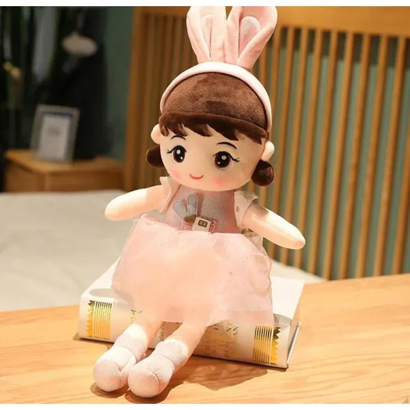 

45 см кавайные плюшевые куклы-девочки с ушками кролика мягкие куклы милые плюшевые игрушки игрушки для девочек детский подарок на день рождения валентинка 45cm розовый
