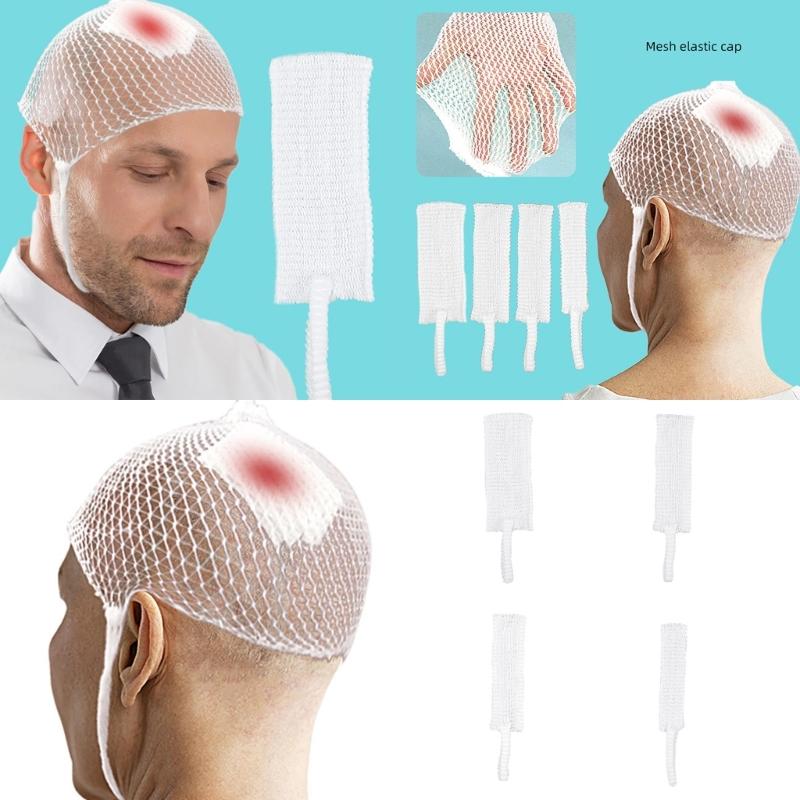 10 Pcs Elastic Mesh Bandage Disposable Medicals Elastic Mesh Caps Bandage Mesh Cover Surgical Head Cover for Adults Kids