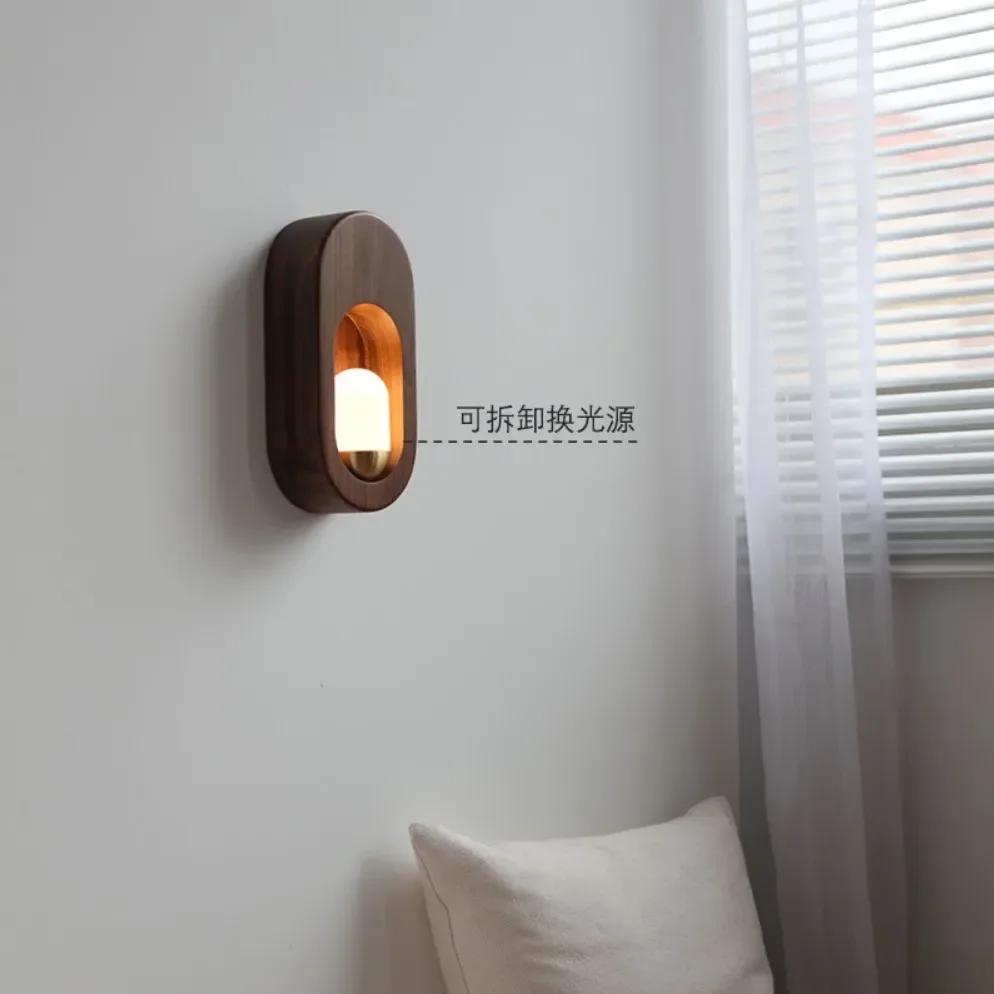 Wooden Led Wall Lamp For Bedroom Living Room Bedside Modern Interior Home Decor Corridor Foyer Stairs New Background Night Light