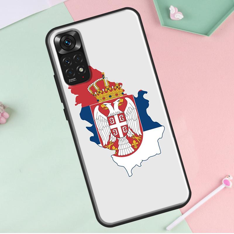 Srbská vlajka Kryt pro Redmi Note 12 Pro Plus pro Redmi Note 10 8 9 11 Pro 12S 11S 10S 9S 9C 10C 12C Pouzdro