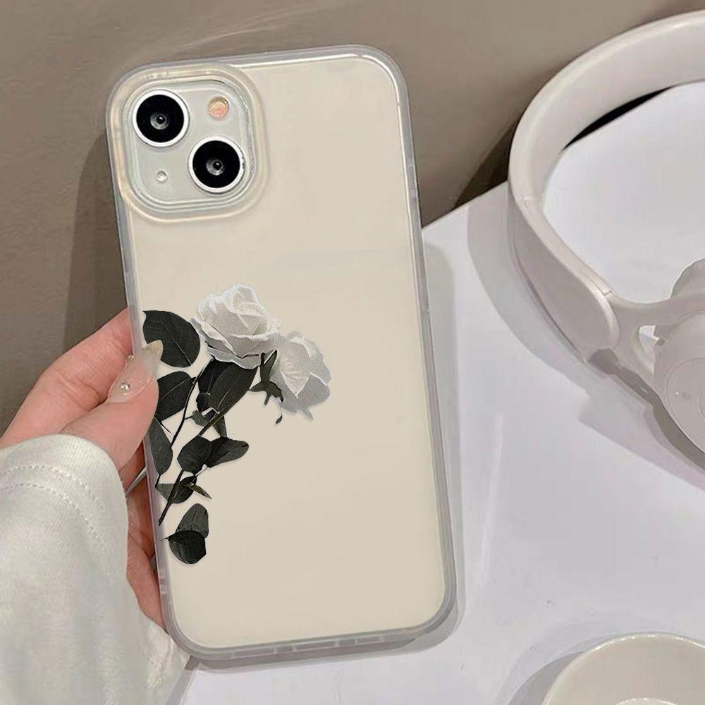 Pure White Rose for iPhone17promax Apple 17 Matte Large Hole Mobile Phone Case 16/15 Anti-drop 14ins
