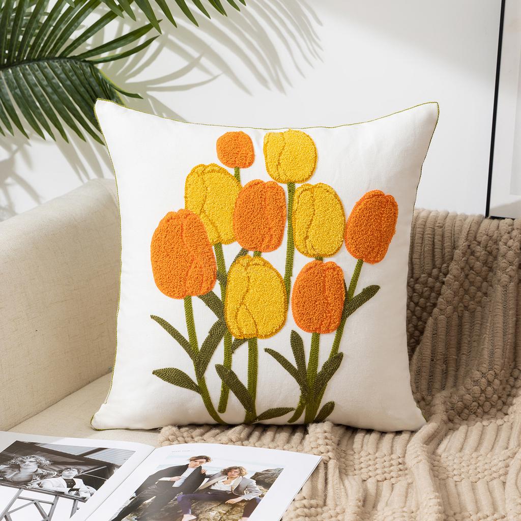 Flower Pillow Case For Home Sofa Headboard Cushion Cover Office Lumbar Embrace Garden Style Quilt 45X45