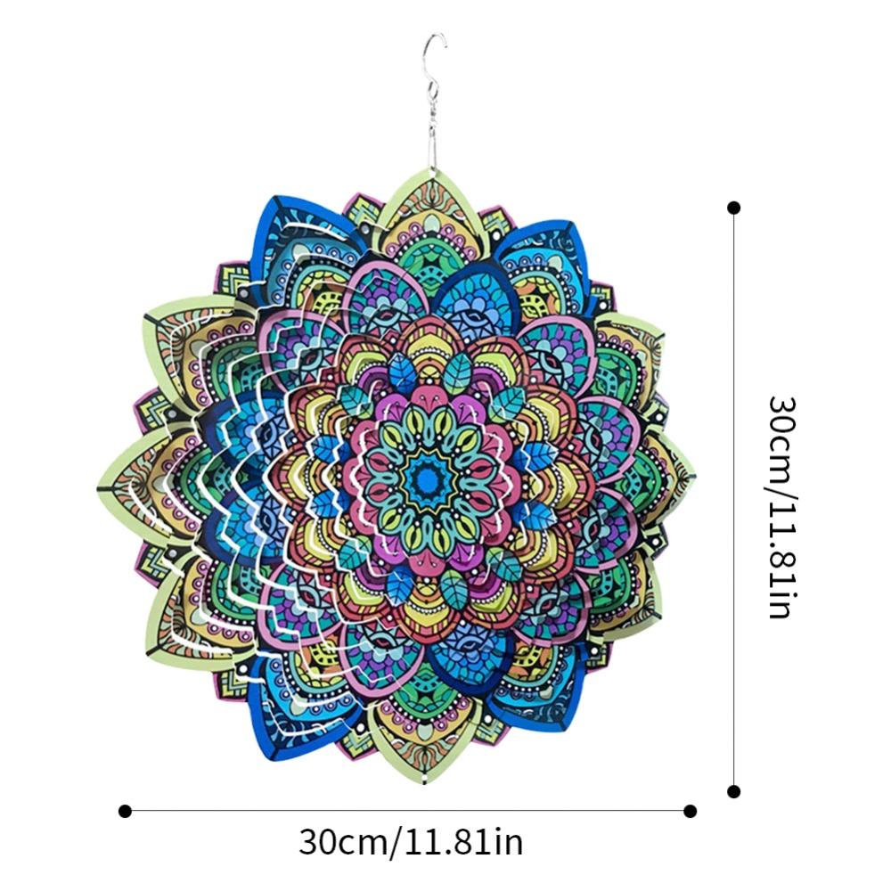

3D Вращающаяся Мандала из нержавеющей стали, кинетика, металлический художественный дизайн, вращающийся колокольчик для двора, сада, дома, наружного декора разноцветный