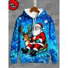 Holiday Men's Christmas Hoodie, Santa Claus and Reindeer Prints - Comfortable Long-sleeved Casual Pullover