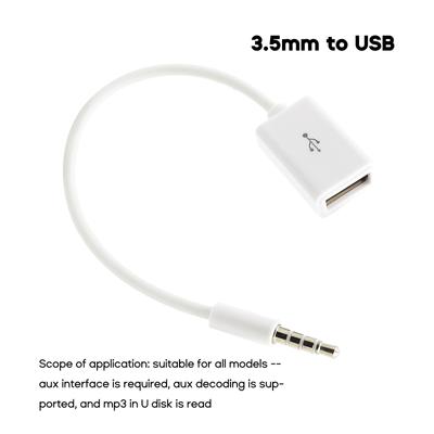 USB To 3.5mm Jack Audio Adapter, Male AUX Audio Jack To USB 2.0 Female Charge Cable Adapter Cord for Car Audio