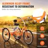 24” tříkolka pro dospělé – 3kolové hliníkové křižníky s košíkem a nastavitelným sedadlem pro seniory, ženy a muže (oranžový)