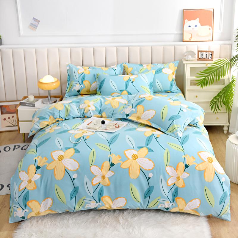 Solstice Home Textile Cyan Cute Cat Kitty Duvet Cover Pillow Case Bed Sheet Boy Kid Teen Girl Bedding Covers Set King Queen Twin