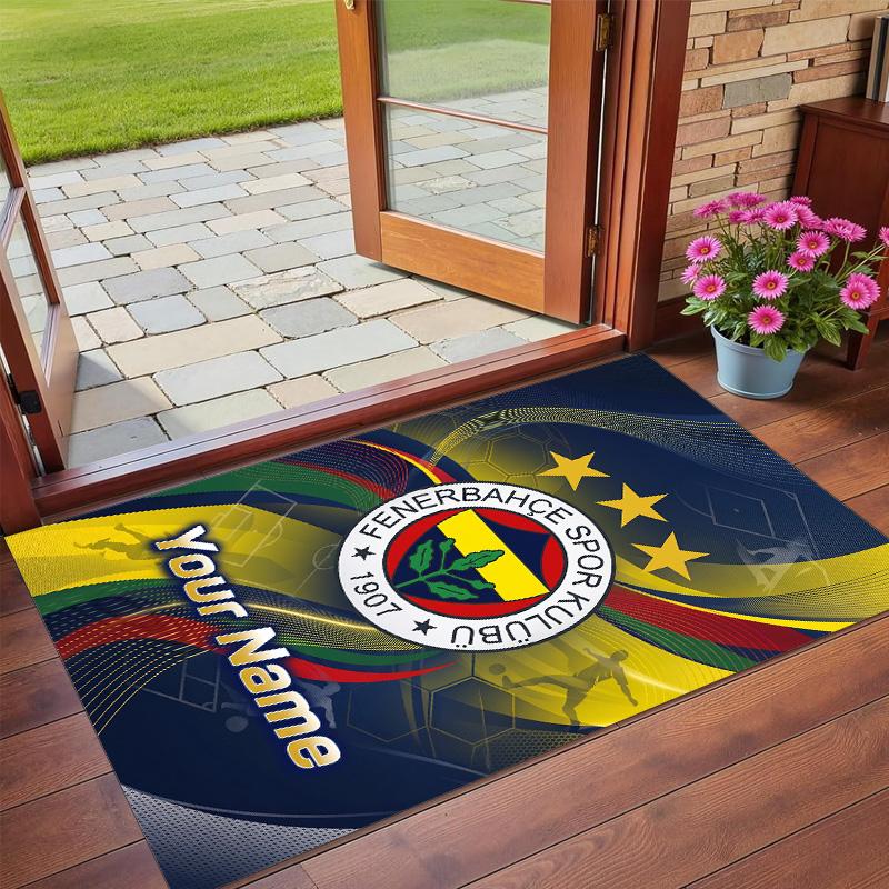 Crystal Velvet Rug Custom Name Text, Soft Non Slip Floor Mat Home DecorFenerbahçe FC