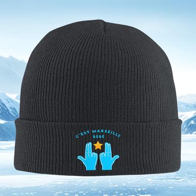 Two Blue Hand Up Star Text Men Women Unisex Knitted Hat Beanie Pullover Cap Winter Thermal Warm Christmas Outdoor Cycling Hiking