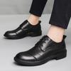 Men's British Style Cowhide Lace-up Leather Dress Shoes - Large Size, Thick Sole for Business
