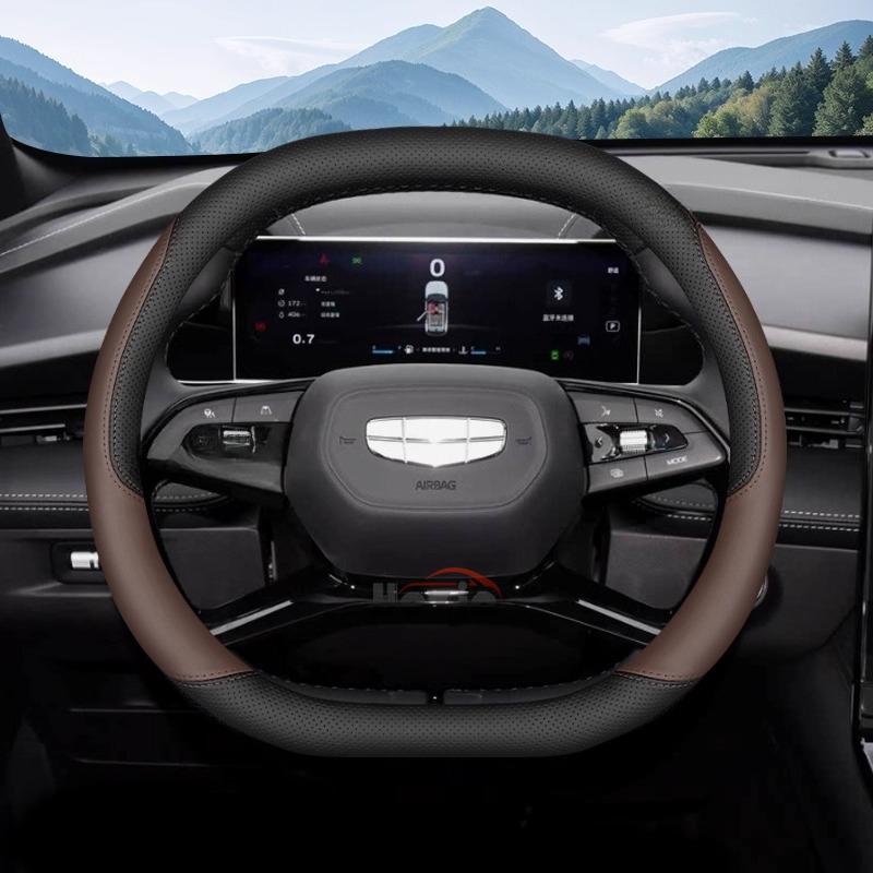 Leather Car Steering Wheel Cover for Geely Cityray Boyue L Cool Starray Galaxy Preface Interior Accessories 2025 2026