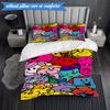 3PCS Mr Man Colorful Creatures Bedding Set 2D Printing (Includes 1 Duvet Cover + 2 Pillowcases Coreless), Bedroom decor,Fan gift