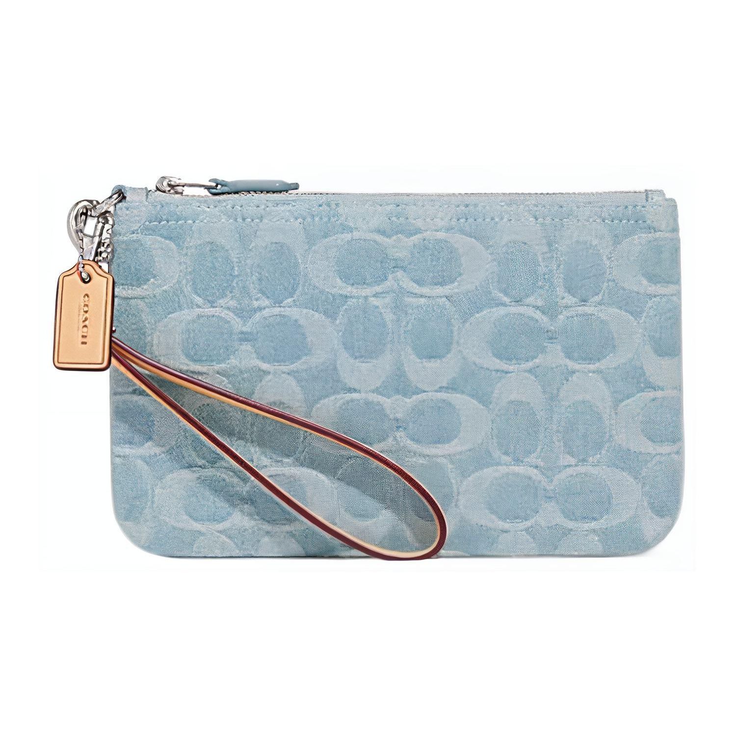 

Coach Tech Wallet 19 Embossed Logo Plaque Classic Monogram Women Wallet Blue CJ874-LHPBU Basic Set (Bag+Dust Bag)